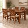 Globally Indian Jaalika Solid Sheesham Wood 4 Seater Dining Table Set 4 Chairs Beige