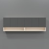 6 Door Mirror Glossy Triple Layered Uv Resistant Handless Cabinet In Grey Finish
