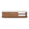 Nami Solid Wood And Banswara Marble TV Cabinet In White Oak Finish