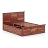 Fidora Solid Wood Queen Size Bed With Box Storage (Honey Finish)