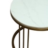 Metaline Round Metal Nesting Coffee Table Set Gold Finish White Porcelain Top Set Of 2