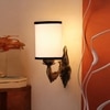Devansh Metal Electric Wall Light in Antique Gold Colour with White & Black Shade Count of 1 Light