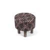 Morgan Solid Wood Pouf Stool in Black Diamond Jackard fabric
