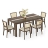 Atlas Crest Storage Solid Wood Dining Table With 6 Reed Cane Chairs (Finish : Danish Walnut, Chair Colour : Macadamia Brown Hopsack Weave)