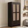 Rita Solid Wood Two Door With Two Drawer Rattan Cane Designed Wardrobe  In Tubbeco Finish
