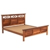 Tulsi Solid Wood King  Size Upholstered Bed Without Storage (Teak Finish)