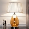 Decade Glass and Metal Table Lamp With White Cotton Shade