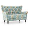 Frida 2 Seater Fabric Loveseat In Dusty Teal Floral Colour