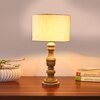 Devansh Off White Cotton Table Lamp With  Wood Natural Base  (7X17.5 Inches)-2