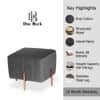 Doe Buck Regent Channel Tufted Velvet Ottoman Stool in Grey Colour with Rose Gold Legs