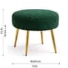Doe Buck Luna Boucle Round Ottoman Stool in Green Colour with Gold Metal Legs