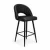 Doe Buck Faux Leather Counter Height Bar Stool in Black Colour with Black Legs