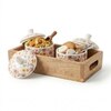 Floral Ceramic Lidded Jars with Wooden Tray Pink and Yellow Flower Pattern Set of 2 Handcrafted