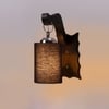 Devansh Solid Wood Electric Wall Light in Brown Colour with Black Shade Count of 1 Light