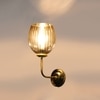 Devansh Metal Electric Wall Light in gold Colour with Lavender Shade Count of 1 Light