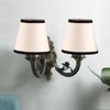 Devansh Metal Electric Wall Light in Antique Gold Colour with White & Black Shade Count of 2 Lights