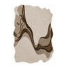 Handmade Wool Shaped Rug Modern Abstract Wave Brown Beige 6 x 9 Feet Carpet