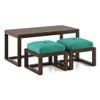 Avril Rectangular Solid Wood Coffee Table In Mango Walnut Finish and in Lagoon Green Colour