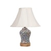 Devansh Off-White Cotton Shade Lamp With Wood & Mosaic Glass Base For Decoration/Office/Home/Gifting/Study For Decoration/Office/Home/Gifting/Study