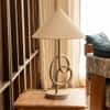 Knot Handicrafted Table Lamp in Brushed shiny crome finish and White Colour
