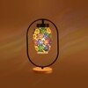 Devansh Multicolor Glass Wooden & Iron  Table Lamp -17 Inch Height  -S