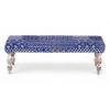 Cairo Solid Wood 2 Seater Bench In Indigo Patch Kantha Fabric