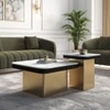 Filo Banswara Marble And Metal Nesting Coffee Table In Rough Gold Finish