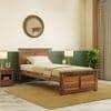 Fidora Solid Wood Single Size Non Storage Bed in Teak Finish