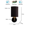 Devansh Metal Electric Wall Light in Black Colour with Black Shade Count of 1 Light