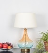 Kingham Bottle Green Amber Finish Glass And Amber Glass Table Lamp With Cotton Shade