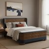 Heritage Cane Upholstered Queen Size Bed in Linen With Oak wood Frame