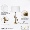 Torre Brass Finish Aluminium Table Lamp With White  Cotton Shade