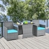 Carry Bird Wicker Patio Furniture Outdoor Balcony Chairs In Grey And Sky Blue Colour