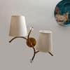 Devansh Metal Electric Wall Light in Gold Colour with off-white Shade Count of 2 Lights