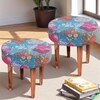 Nayla Solid Wood Stool in Sea Green Fruit Print fabric