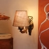Devansh Metal Electric Wall Light in Antique Gold Colour with Beige Shade Count of 1 Light
