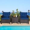 Carry Bird Wicker Patio Furniture Outdoor Balcony Chairs In Navy Blue Colour