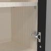 Aluminium Black Profile 2 Fluted Glass Handless Shutters Wall Cabinet In Highland Pine Finish