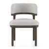 Dune Solid Wood Single Dining Chair In Brown Oak Finish with White Boucle Colour