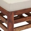 Houston Sheesham Wood Contemporary Stool in Jute White, Natural Teak Finish
