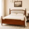 Camille Solid Wood Box Storage Queen Bed in Provincial Teak Finish with Grey Colour