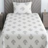 Black And White Floral 330 Tc  Cotton Flat  Single Bed Size Bedsheet With 1 Pillow Cover
