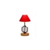 Dahlia Red cotton Table lamp with Wood & Iron Base