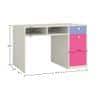 Alana Study Desk with Cabinet Drawer and Shelf in Persian Lilac Barbie Pink Colour