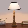 Devansh Multicolor Cotton Table Lamp With  Wood Natural Base (10X10X21 Inches)-33
