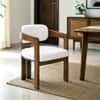 Burbon Solid Wood Upholstered Dining Chair in Teak Finish