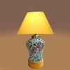 Devansh Conical  Yellow Cotton Shade  Lamp With  Wood & Mosaic Glass Base For Decoration /Office/Home/Gifting/Study For Decoration /Office/Home/Gifting/Study -(10X10X14.5) Inches -