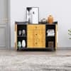 Hexa Red Multipurpose Storage Cabinet With 3 Drawer 2 Door in Slate Grey And Giant Wood Colour