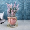 Pink 1 Pieces Lavender Artificial Plant With Pot