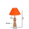 Devansh Orange Cotton Table Lamp With Wood Natural Base -(10X18 Inches)-30